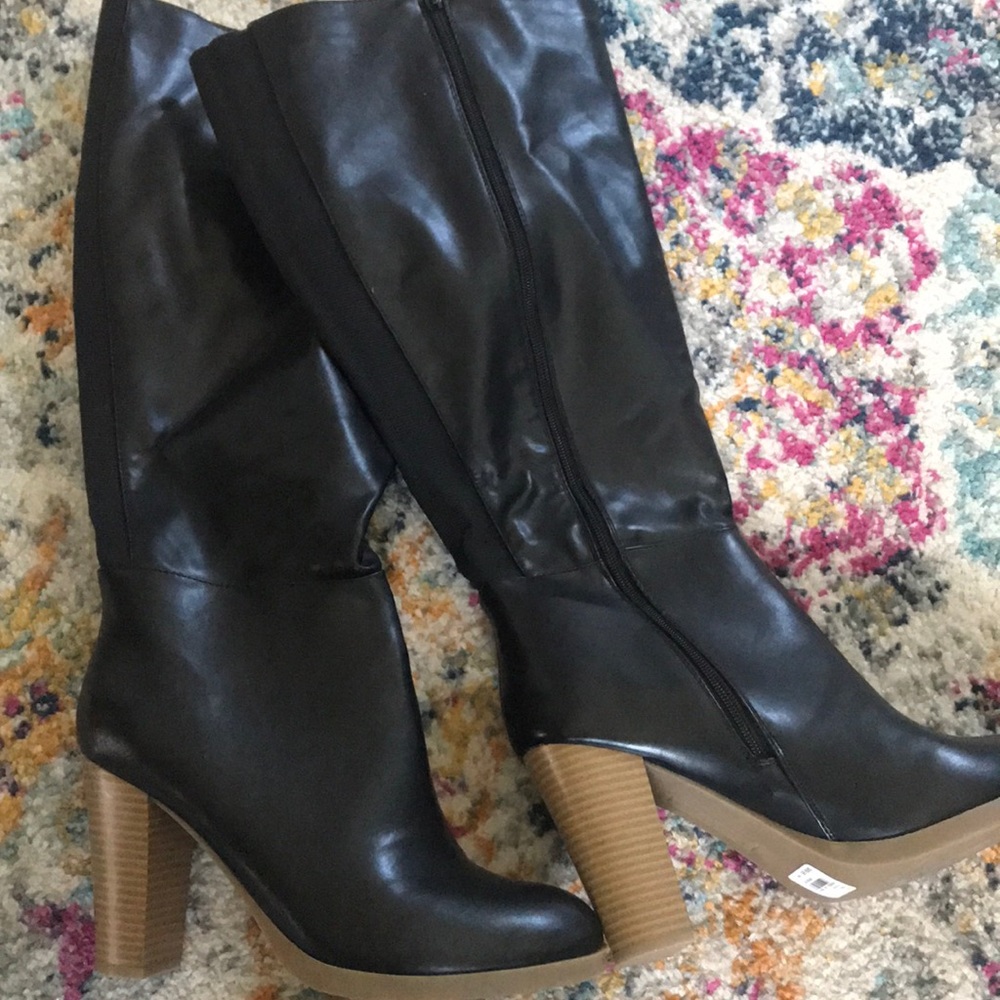 Black wide calf boots Knee High